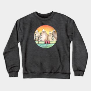 Watercolor Camp Sunset Crewneck Sweatshirt